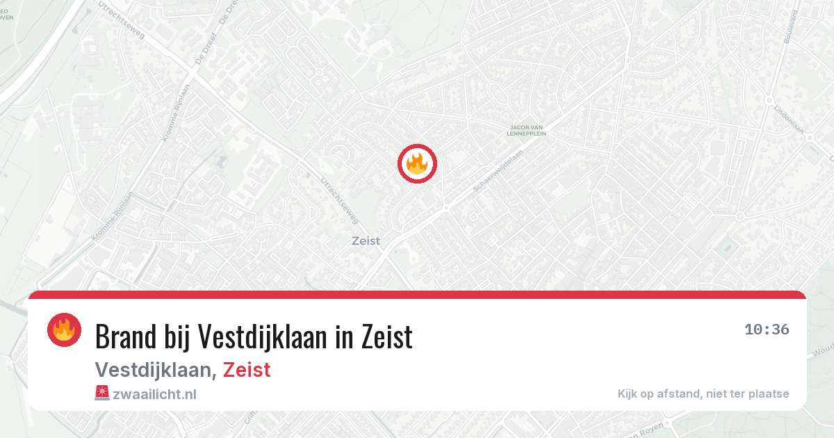 Brand bij Vestdijklaan in Zeist — 2 aug 2026
