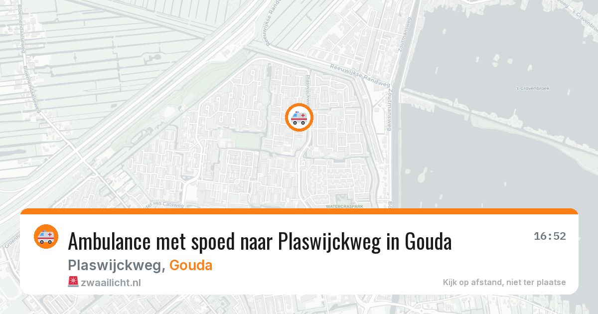 Ambulance met spoed naar Plaswijckweg in Gouda — 14 aug 2026