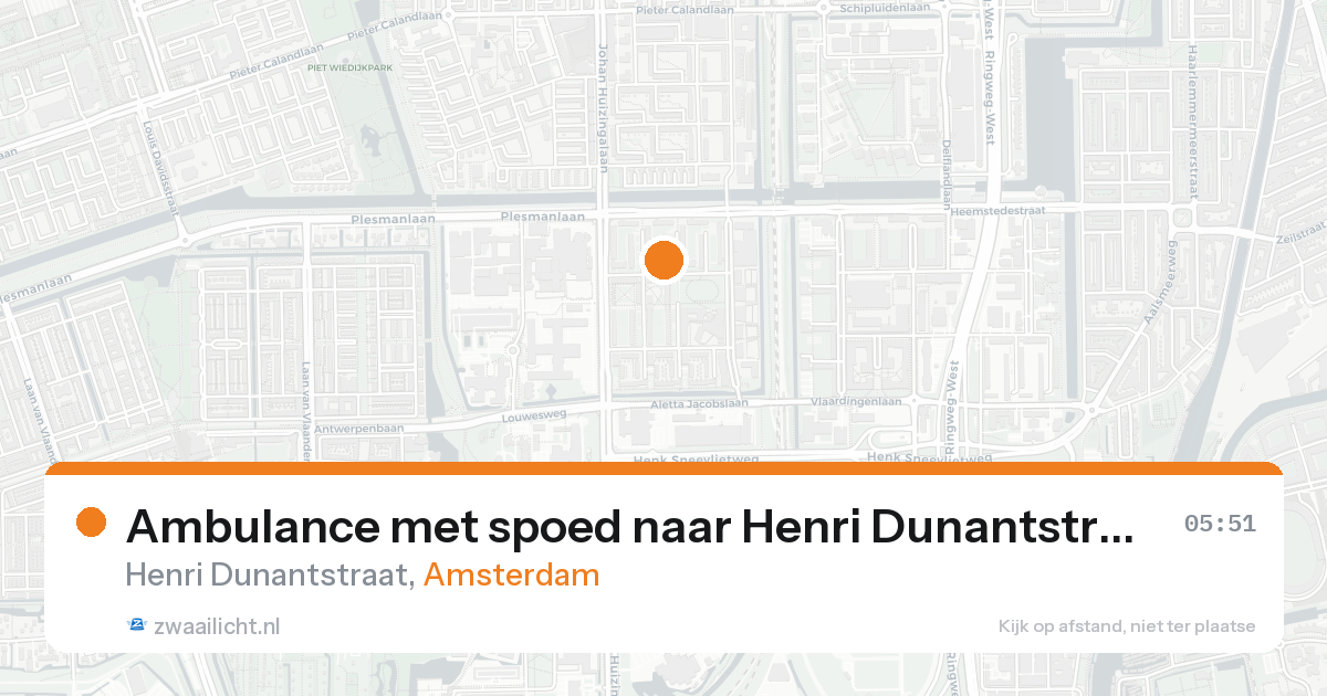 Ambulance met spoed naar Henri Dunantstraat in Amsterdam — 16 aug 2026