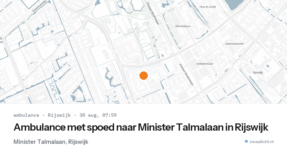Ambulance met spoed naar Minister Talmalaan in Rijswijk — 30 aug 2026