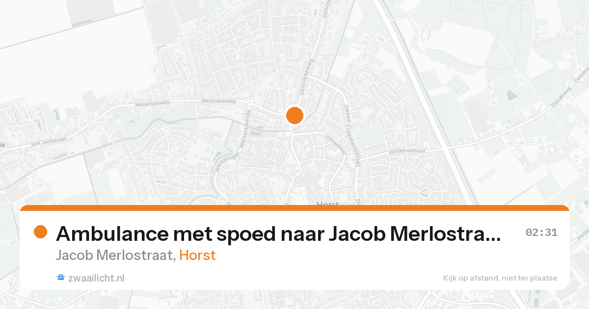 Ambulance met spoed naar Jacob Merlostraat in Horst — 25 aug 2026