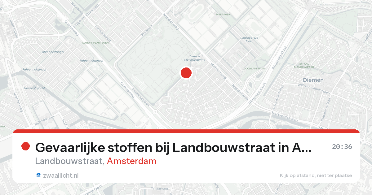 Gevaarlijke stoffen bij Landbouwstraat in Amsterdam — 15 aug 2026