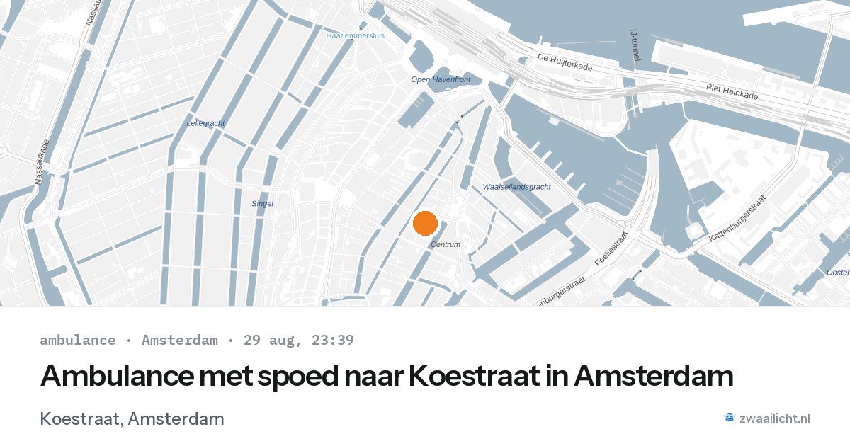 Ambulance met spoed naar Koestraat in Amsterdam — 29 aug 2026