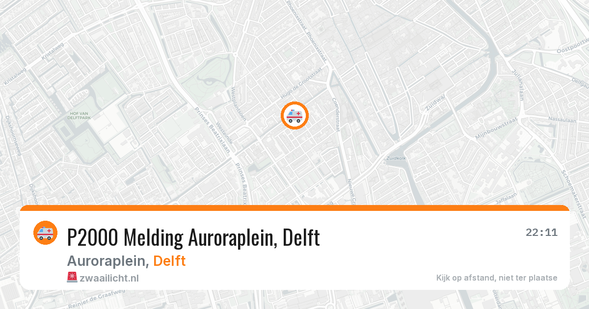 P2000 Melding Auroraplein, Delft — 8 jul 2026