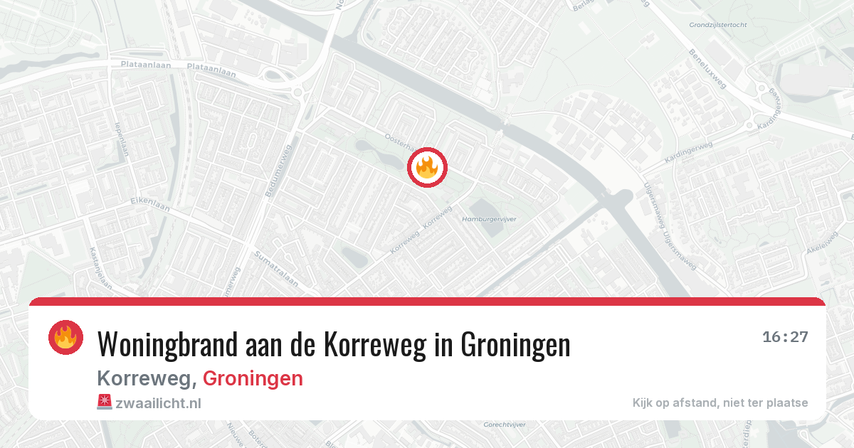 Woningbrand aan de Korreweg in Groningen — 1 jul 2026