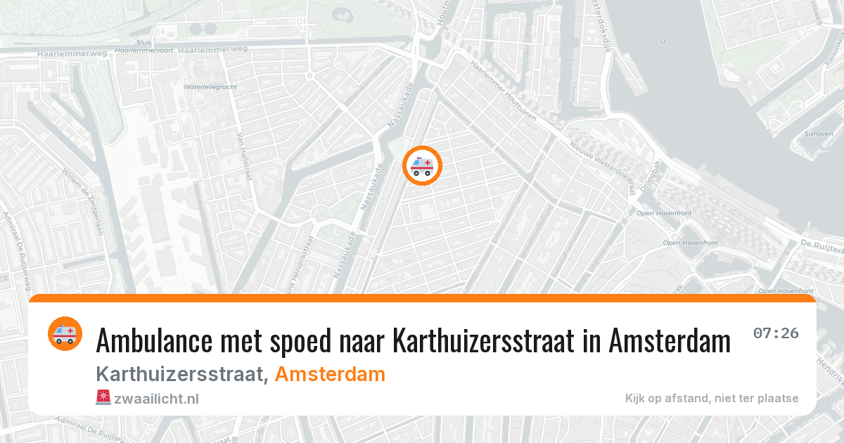 Ambulance met spoed naar Karthuizersstraat in Amsterdam — 14 aug 2026