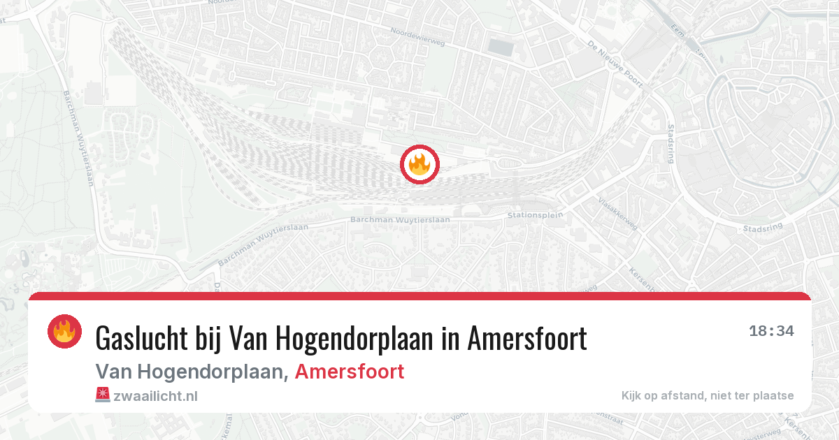 Gaslucht bij Van Hogendorplaan in Amersfoort — 18 mei 2026