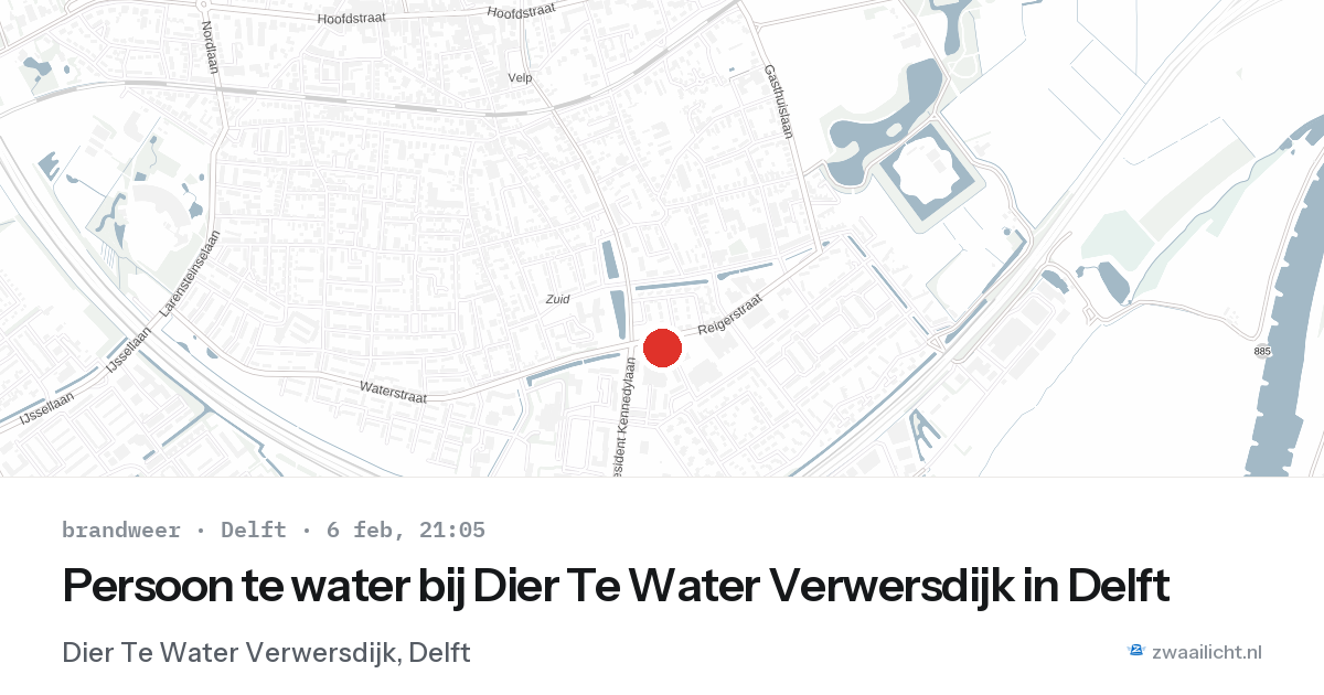 Persoon te water bij Dier Te Water Verwersdijk in Delft — 6 feb 2026