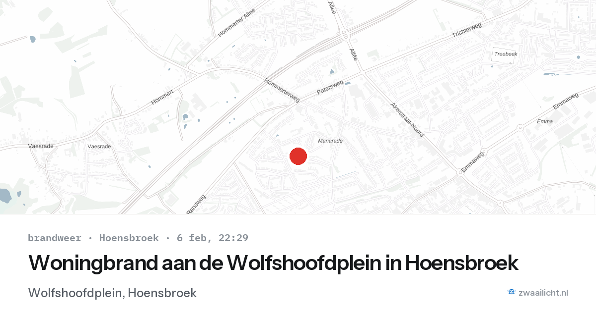 Woningbrand aan de Wolfshoofdplein in Hoensbroek — 6 feb 2026