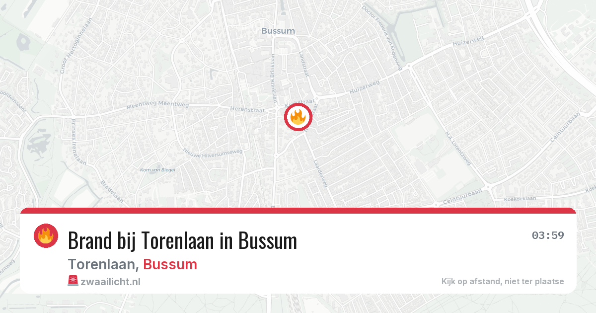 Brand bij Torenlaan in Bussum — 28 jun 2026