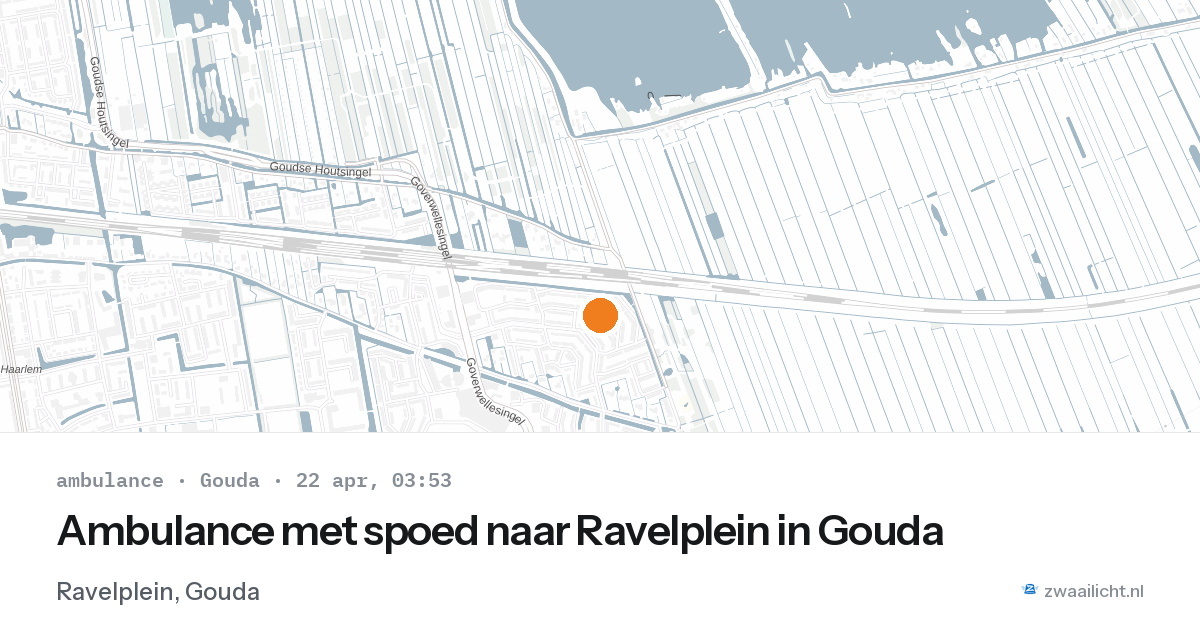 Ambulance met spoed naar Ravelplein in Gouda — 22 apr 2026