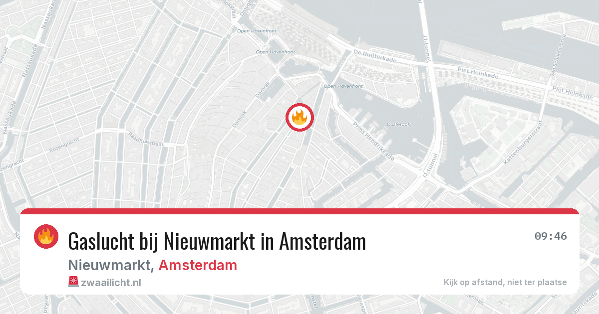 Gaslucht bij Nieuwmarkt in Amsterdam — 12 jun 2026