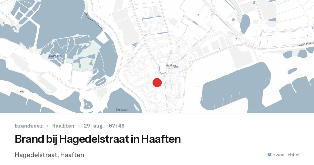 Brand bij Hagedelstraat in Haaften — 29 aug 2026