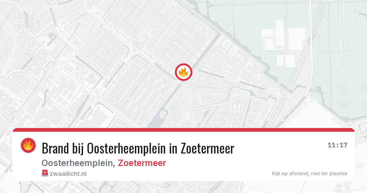 Brand bij Oosterheemplein in Zoetermeer — 18 mei 2026