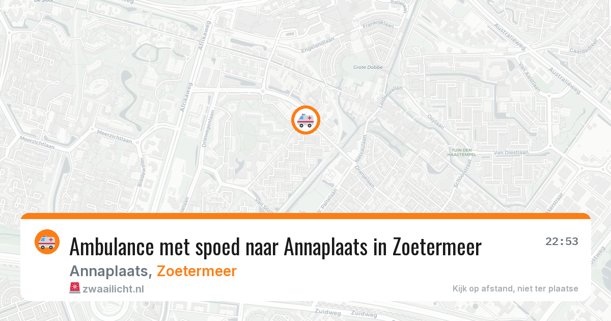 Ambulance met spoed naar Annaplaats in Zoetermeer — 9 aug 2026
