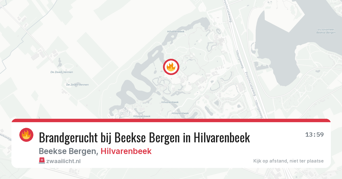 Brandgerucht bij Beekse Bergen in Hilvarenbeek — 10 mei 2026