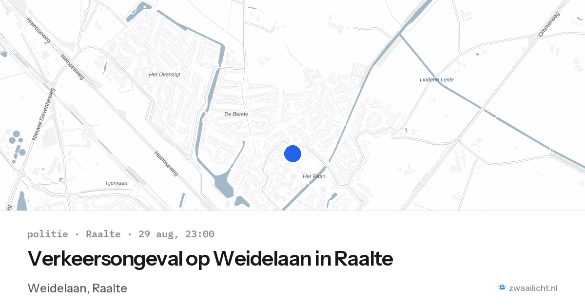 Verkeersongeval op Weidelaan in Raalte — 29 aug 2026