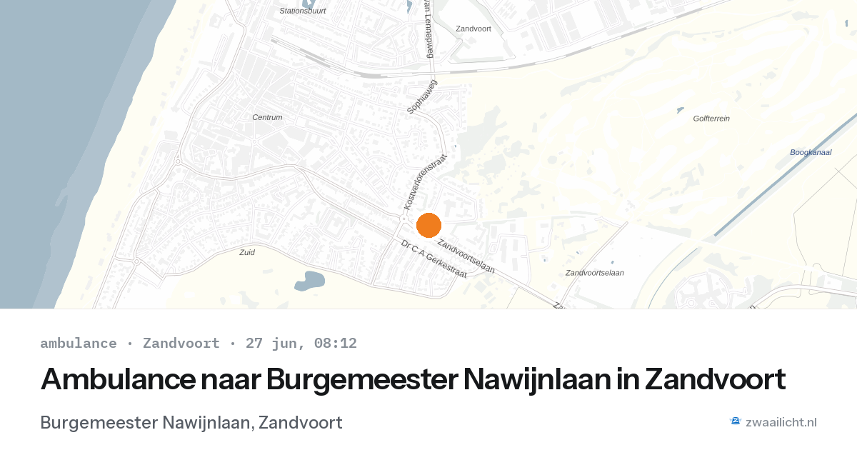 Ambulance naar Burgemeester Nawijnlaan in Zandvoort — 27 jun 2026