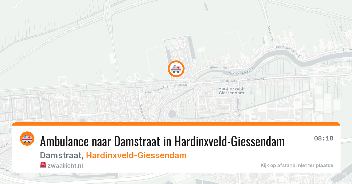 Ambulance naar Damstraat in Hardinxveld-Giessendam — 13 aug 2026