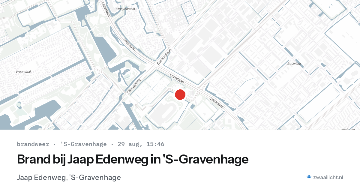 Brand bij Jaap Edenweg in 'S-Gravenhage — 29 aug 2026
