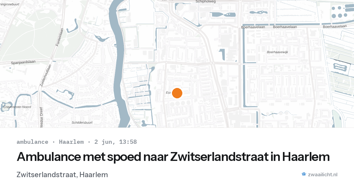 Ambulance met spoed naar Zwitserlandstraat in Haarlem — 2 jun 2026