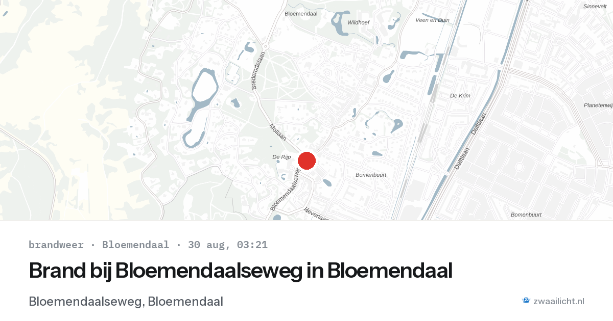 Brand bij Bloemendaalseweg in Bloemendaal — 30 aug 2026