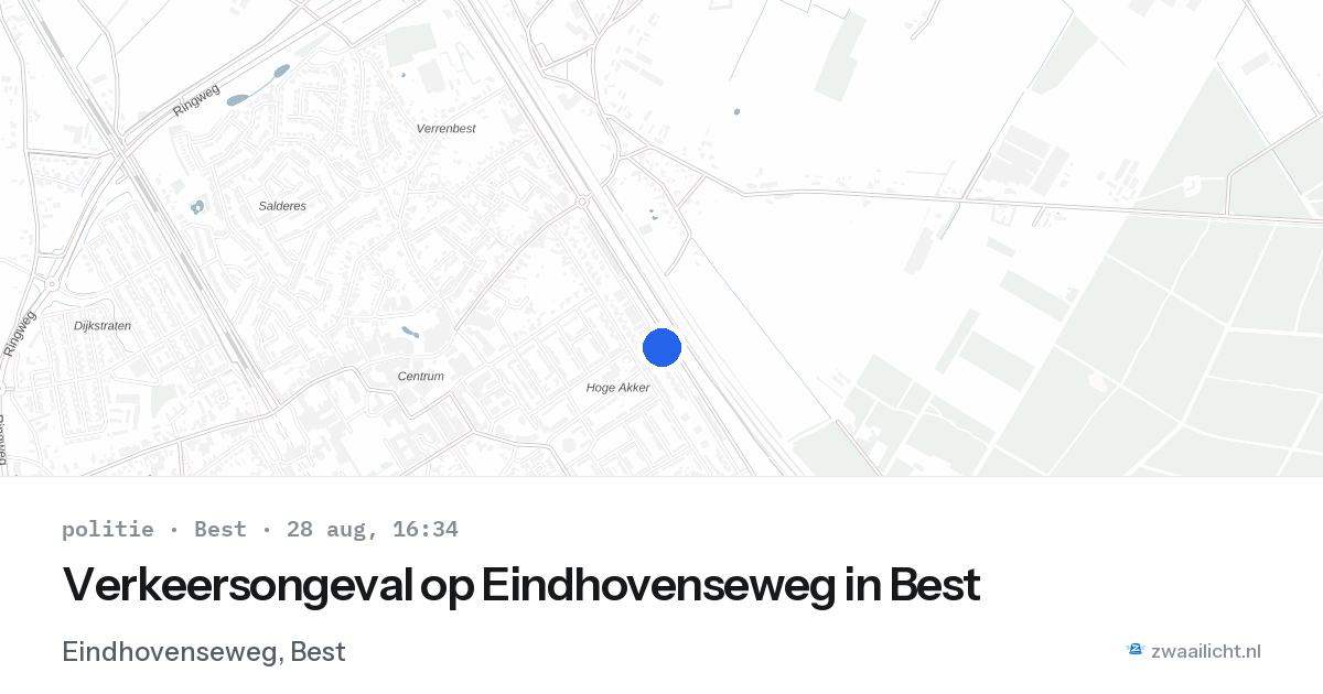 Verkeersongeval op Eindhovenseweg in Best — 28 aug 2026