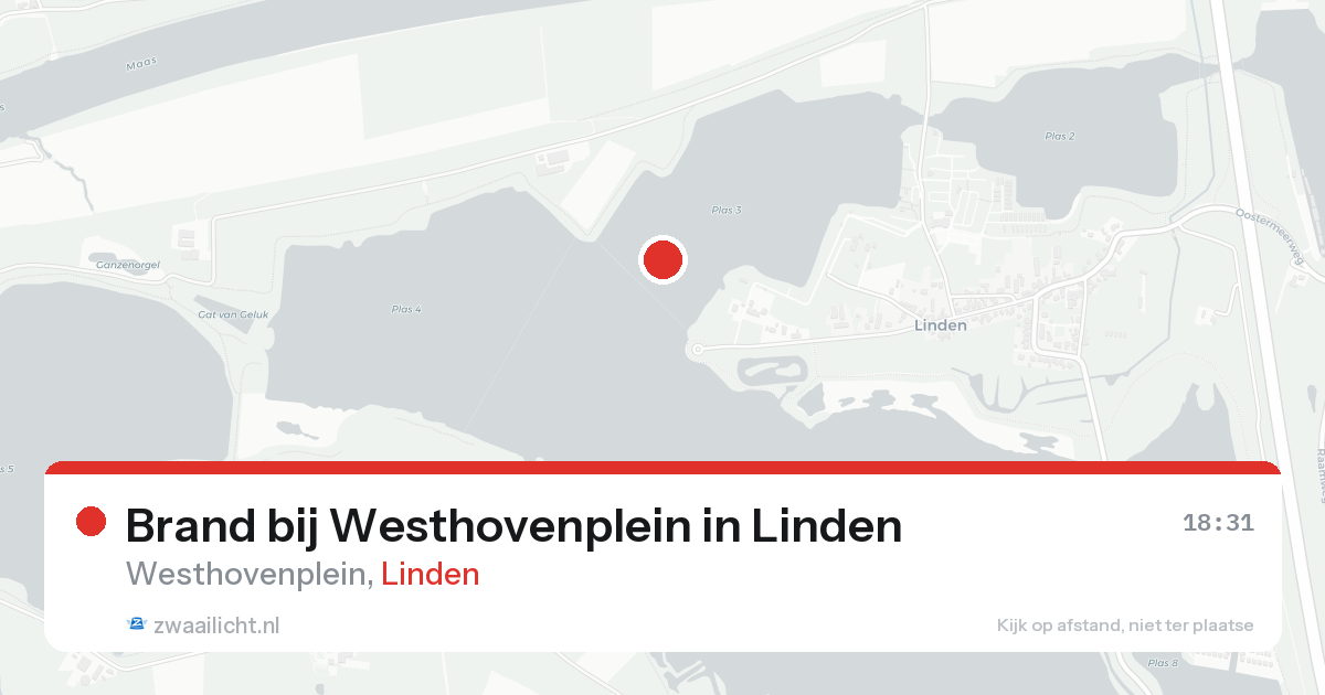 Brand bij Westhovenplein in Linden — 19 aug 2026