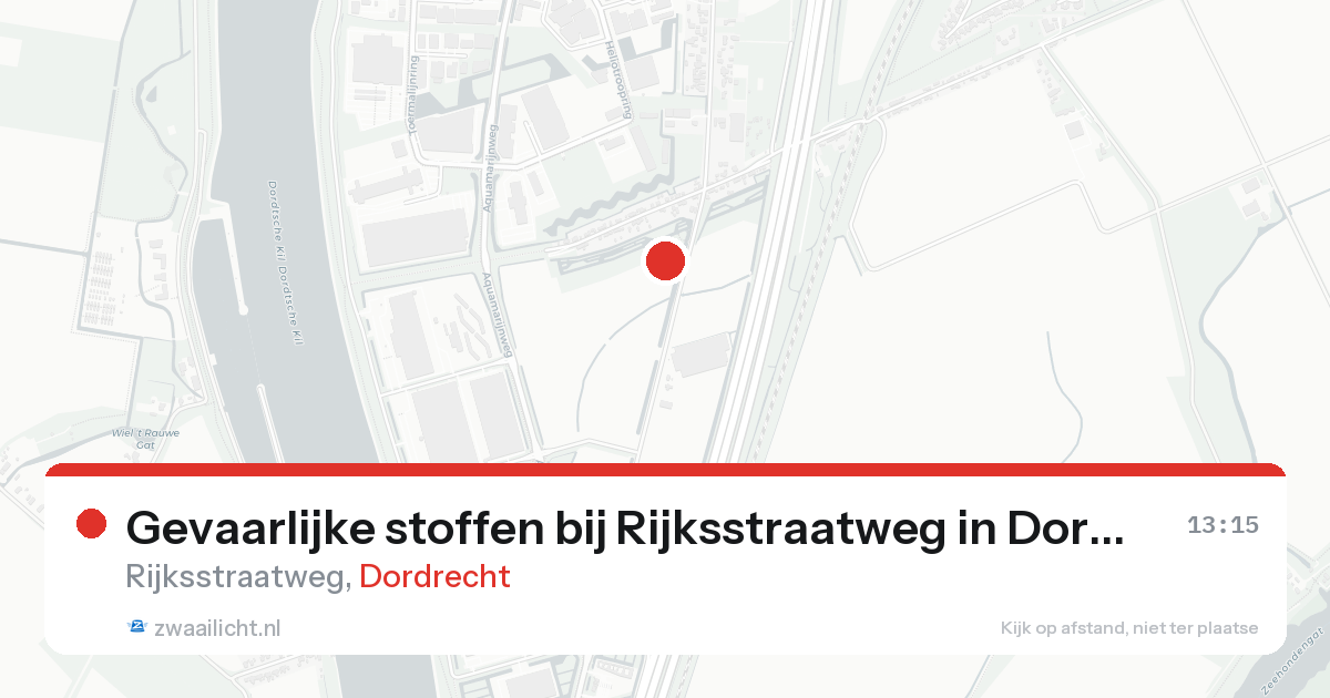 Gevaarlijke stoffen bij Rijksstraatweg in Dordrecht — 19 aug 2026