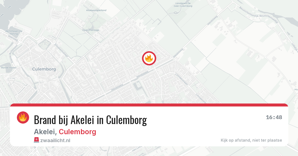 Brand bij Akelei in Culemborg — 3 aug 2026