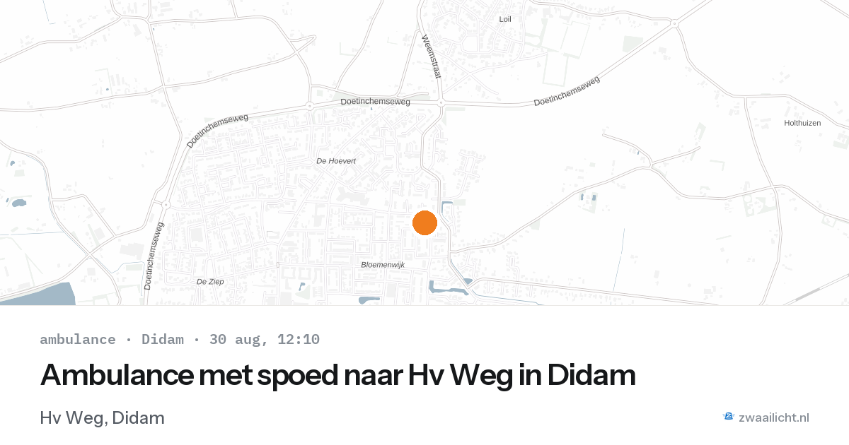 Ambulance met spoed naar Hv Weg in Didam — 30 aug 2026