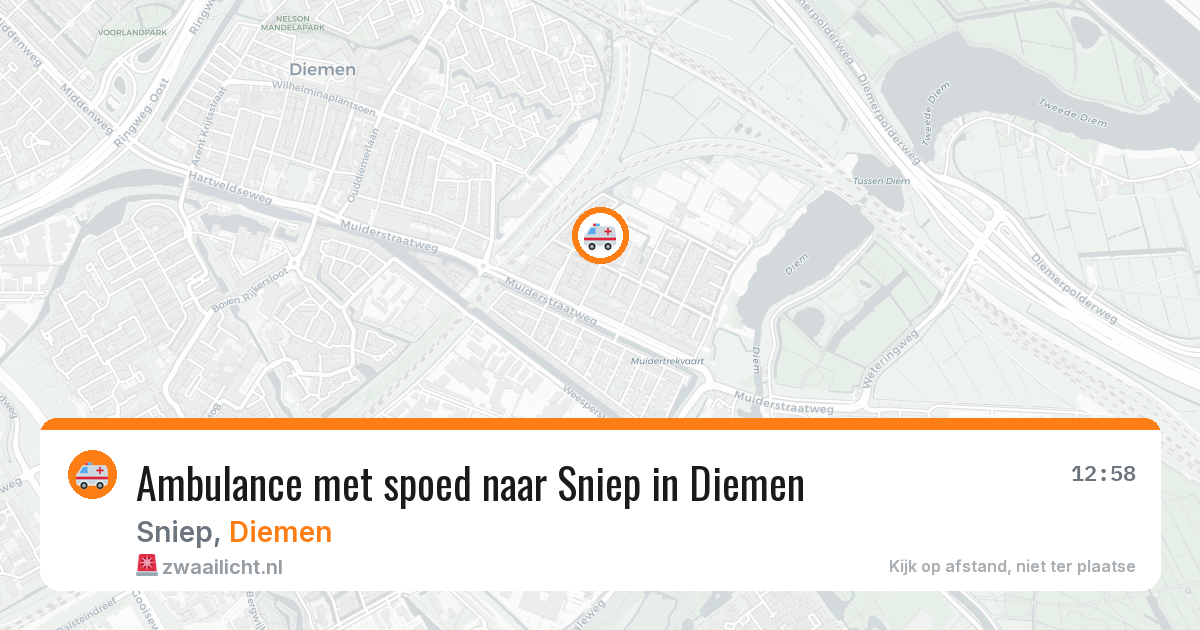 Ambulance met spoed naar Sniep in Diemen — 21 jul 2026