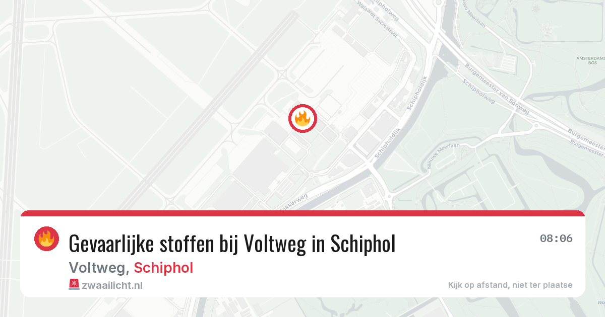 Gevaarlijke stoffen bij Voltweg in Schiphol — 31 jul 2026