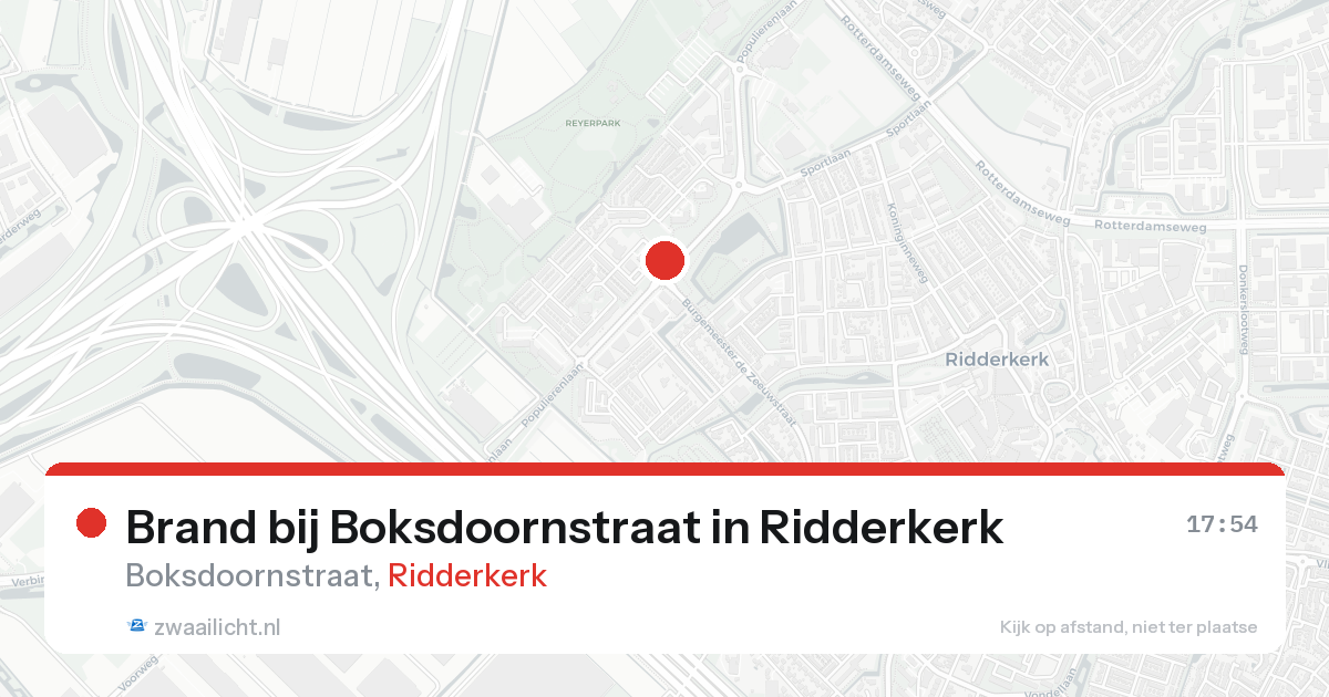 Brand bij Boksdoornstraat in Ridderkerk — 17 aug 2026