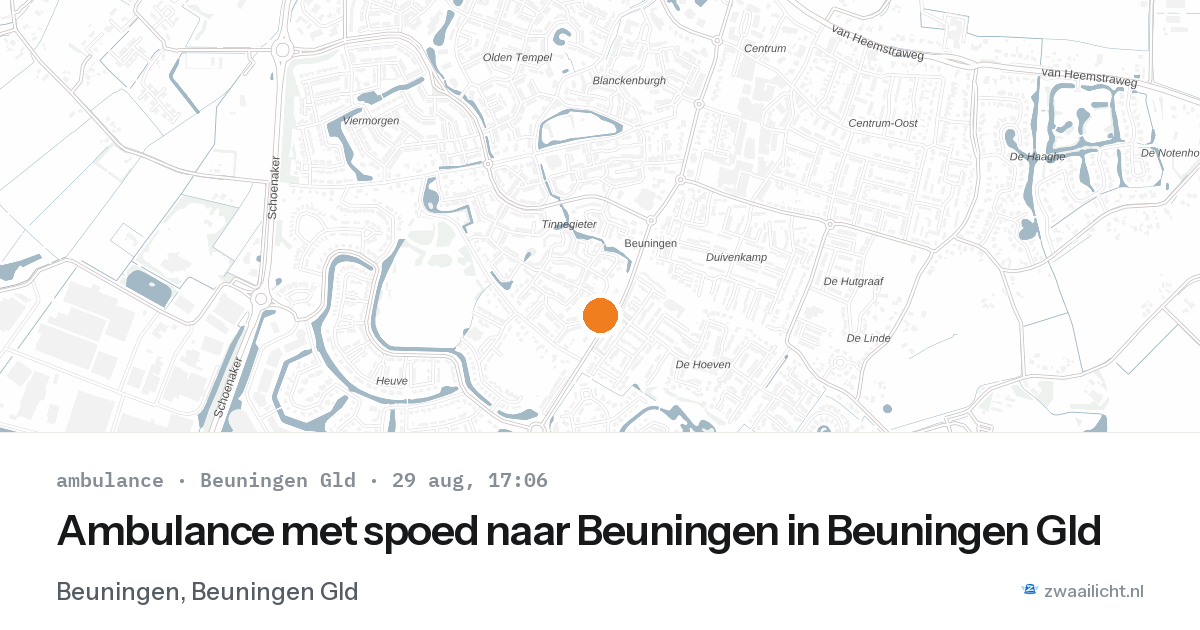 Ambulance met spoed naar Beuningen in Beuningen Gld — 29 aug 2026