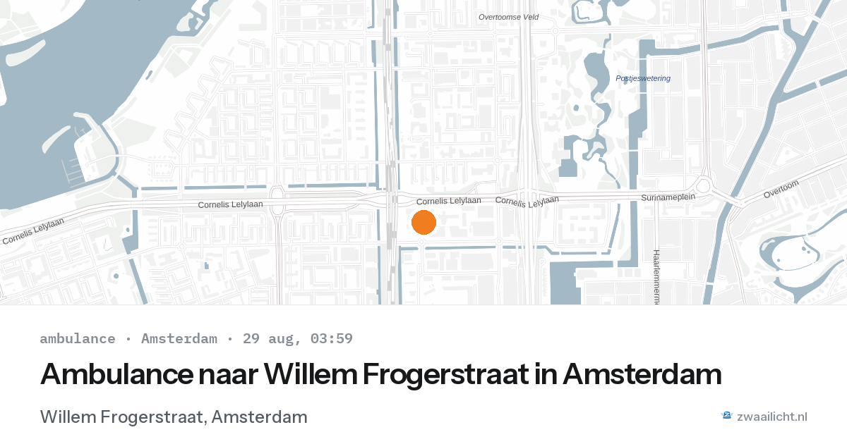 Ambulance naar Willem Frogerstraat in Amsterdam — 29 aug 2026