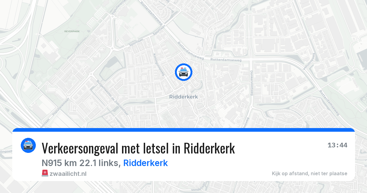 Verkeersongeval met letsel in Ridderkerk — 12 jun 2026