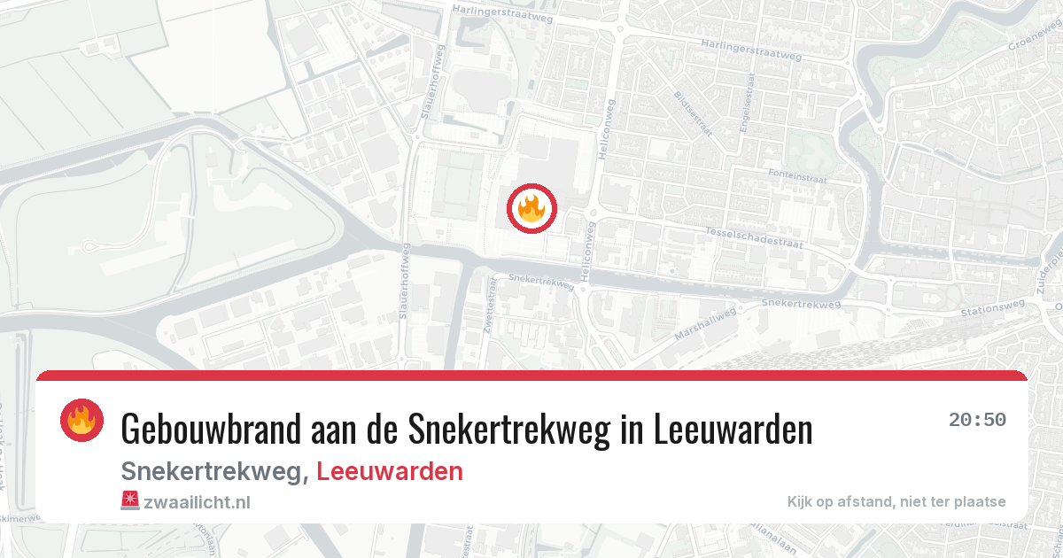 Gebouwbrand aan de Snekertrekweg in Leeuwarden — 4 jul 2026