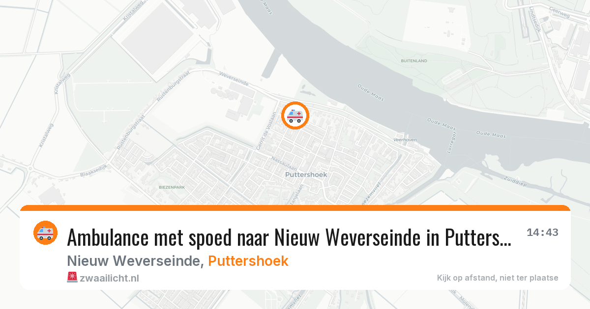 Ambulance met spoed naar Nieuw Weverseinde in Puttershoek — 6 aug 2026