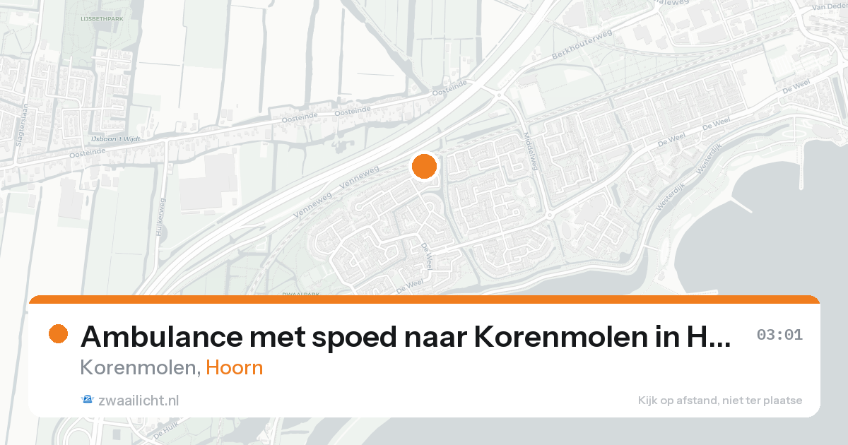 Ambulance met spoed naar Korenmolen in Hoorn — 17 aug 2026