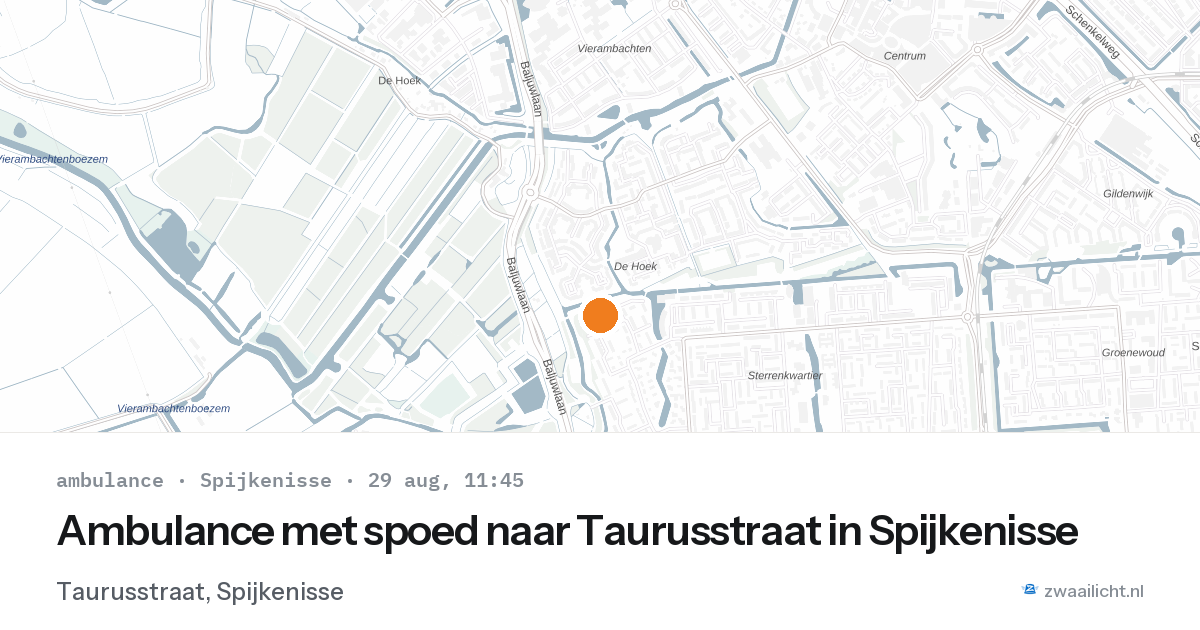 Ambulance met spoed naar Taurusstraat in Spijkenisse — 29 aug 2026
