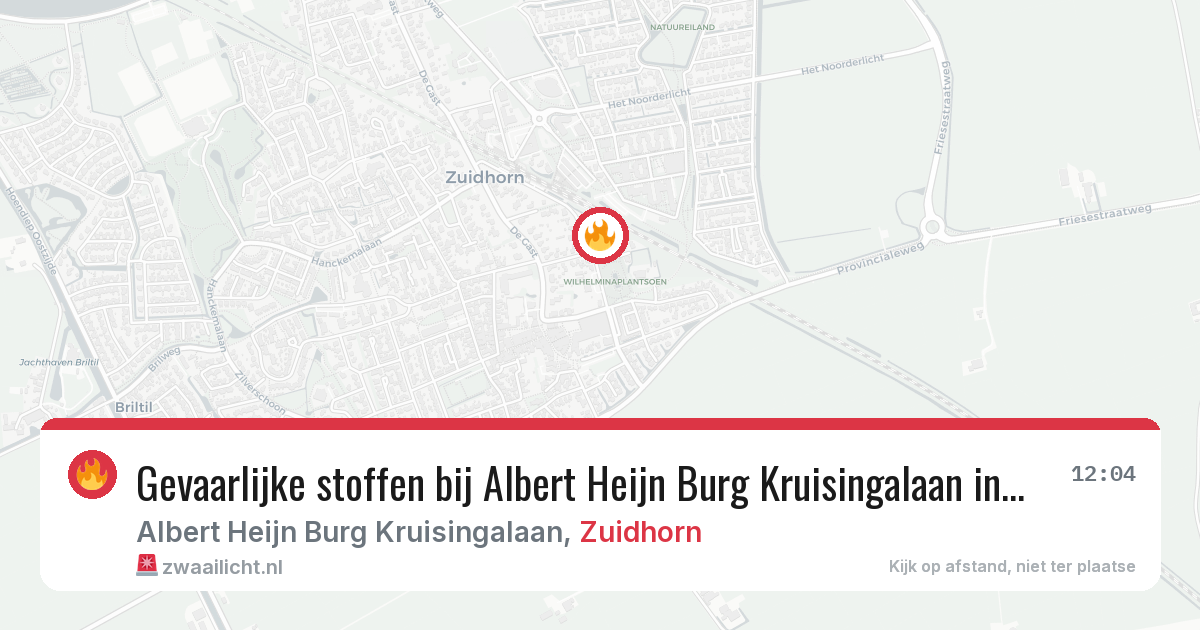 Gevaarlijke stoffen bij Albert Heijn Burg Kruisingalaan in Zuidhorn — 18 jul 2026