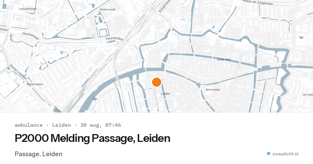 P2000 Melding Passage, Leiden — 30 aug 2026