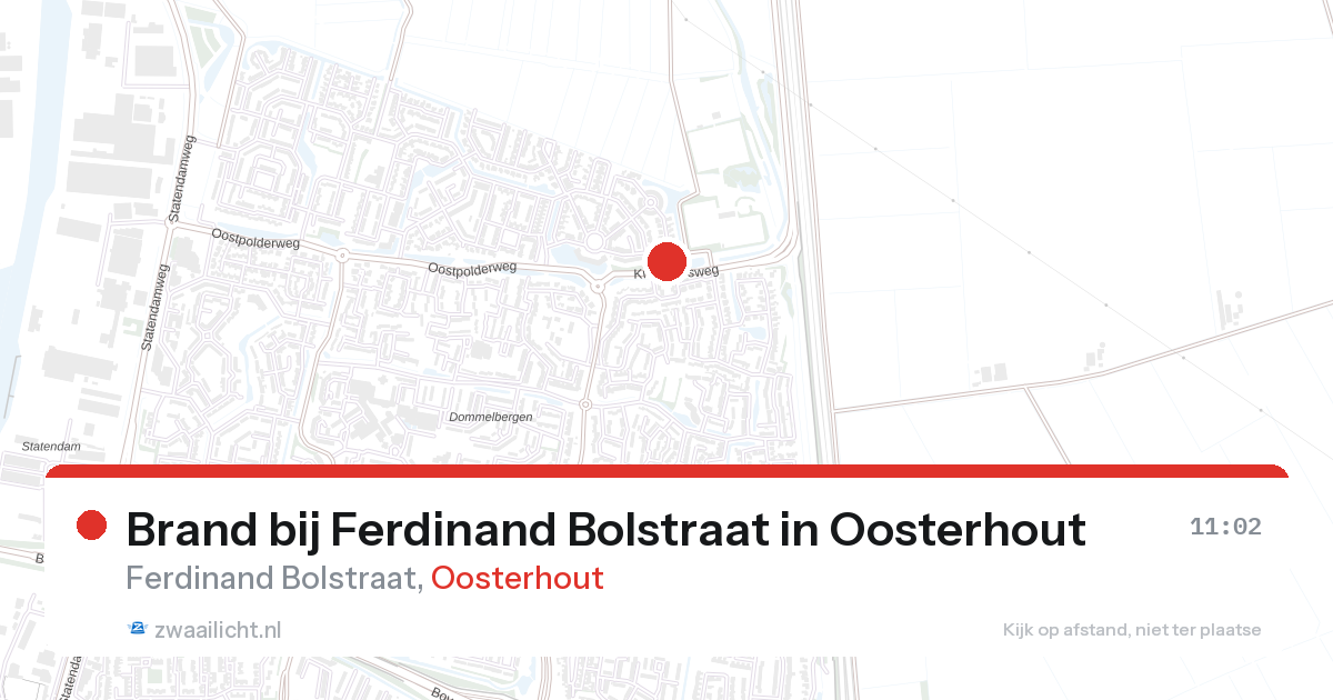 Brand bij Ferdinand Bolstraat in Oosterhout — 13 mrt 2026