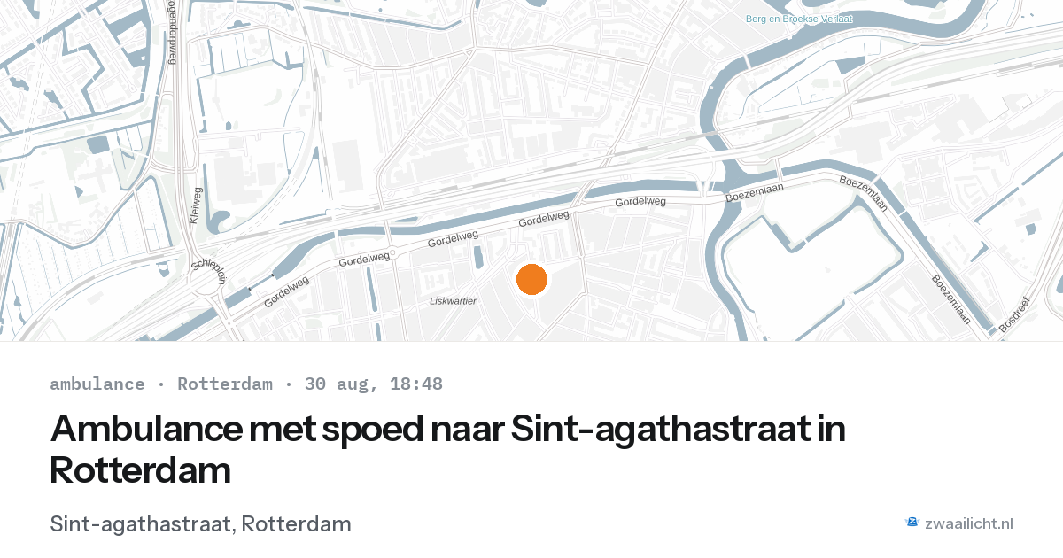 Ambulance met spoed naar Sint-agathastraat in Rotterdam — 30 aug 2026