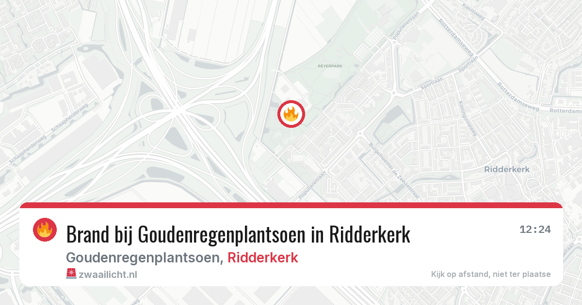 Brand bij Goudenregenplantsoen in Ridderkerk — 19 mei 2026