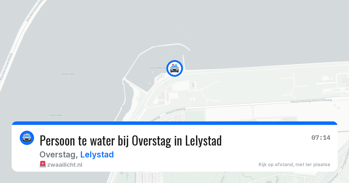 Persoon te water bij Overstag in Lelystad — 25 jun 2026