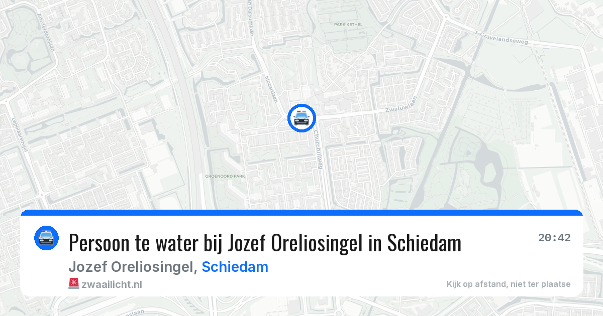 Persoon te water bij Jozef Oreliosingel in Schiedam — 26 mrt 2026