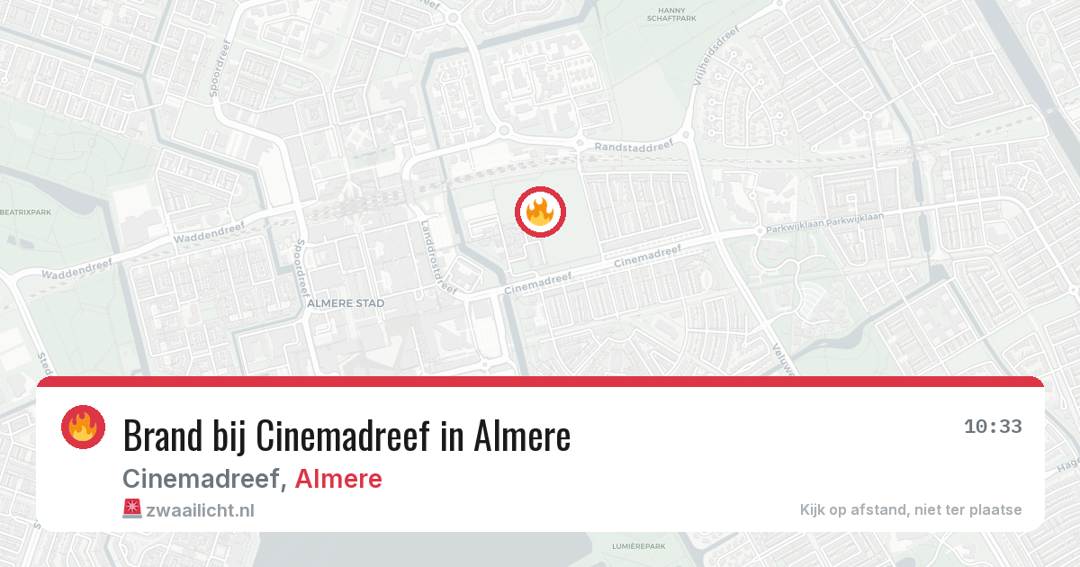 Brand bij Cinemadreef in Almere — 19 jul 2026