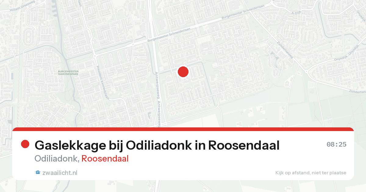 Gaslekkage bij Odiliadonk in Roosendaal — 21 aug 2026